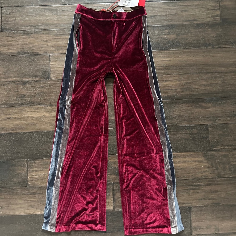BLACK CORAL Insanely Cool Velvet Side Stripe Trouser Pants Sz 4/S NWT $328!!